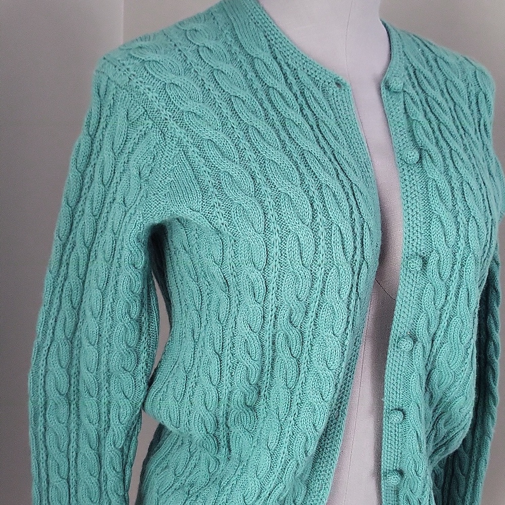 Vintage Trimingham’s Bermuda x Deans of Scotland Teal Wool Cardigan - Size S